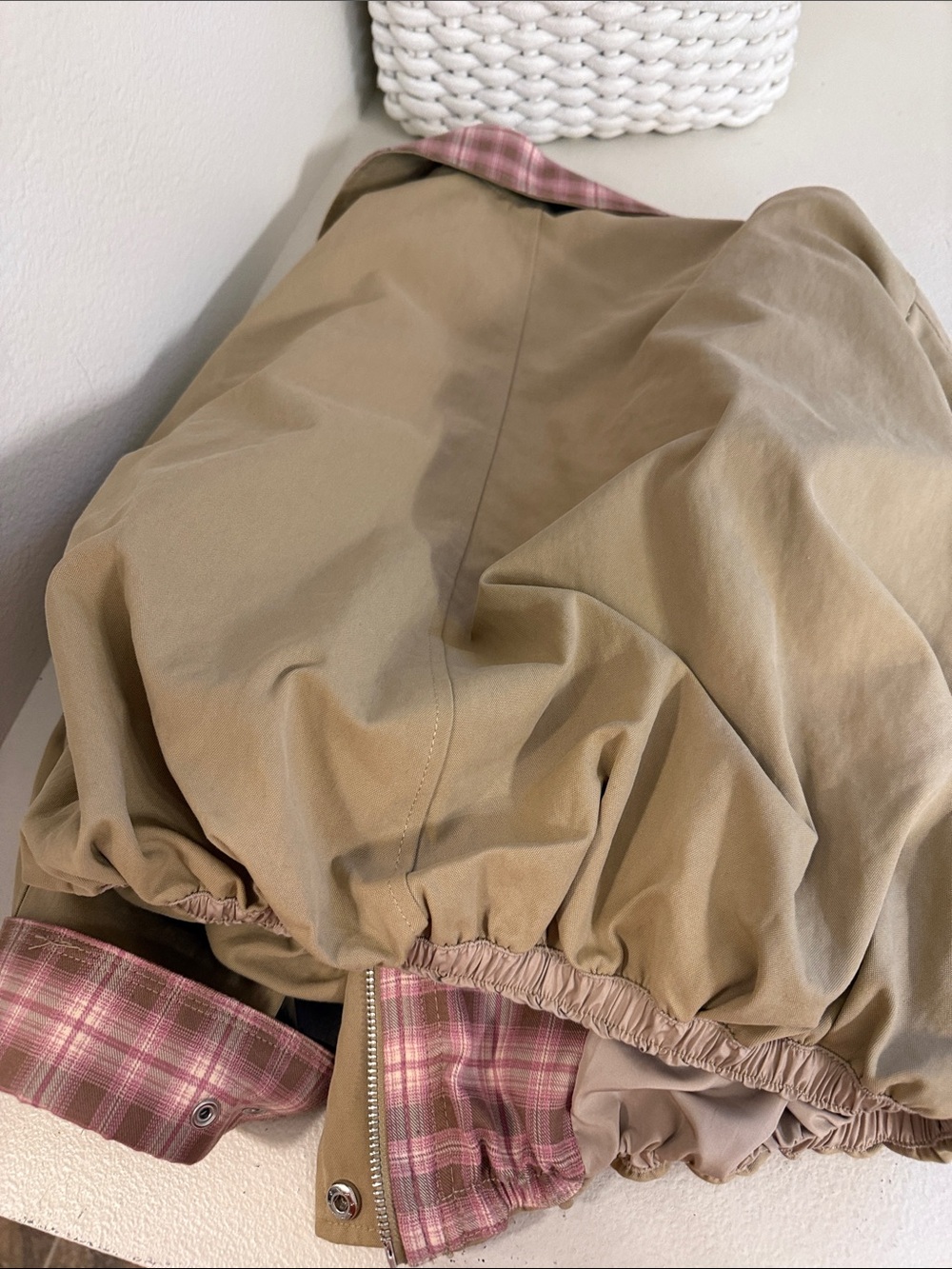 Pilcro Beige Jacket with Pink Plaid Trim - Picture 4 of 4